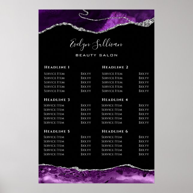 Poster du tarif Agate d'argent violet (Devant)