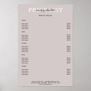 Poster du tarif moderne gris