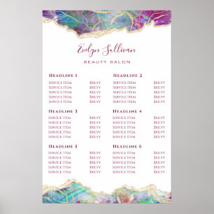 Poster du tarif Opal Design Fuchsia Aquamarine