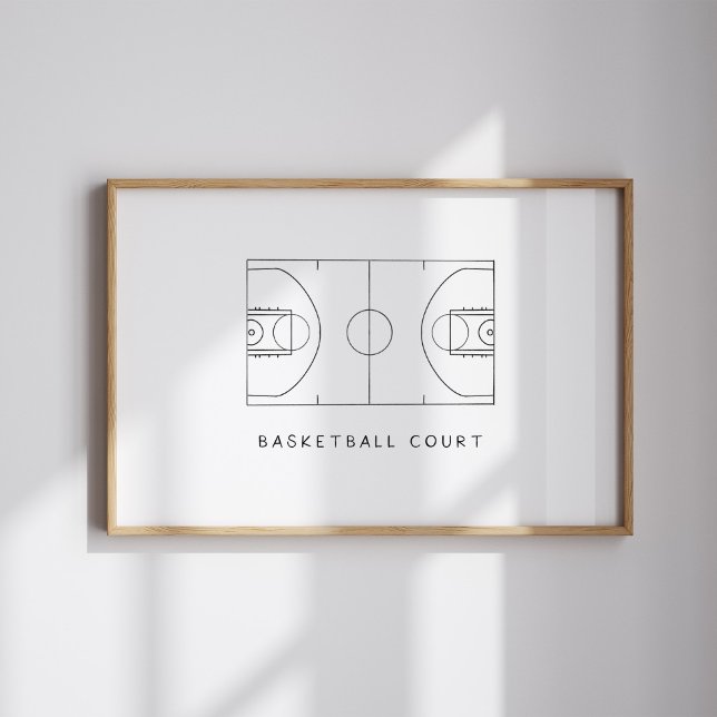 Poster du terrain de basket-ball aquarelle (Créateur téléchargé)
