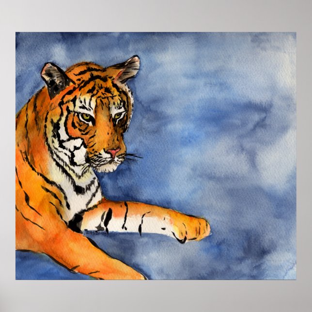 Poster du tigre du Bengale orange Aquarelle (Devant)