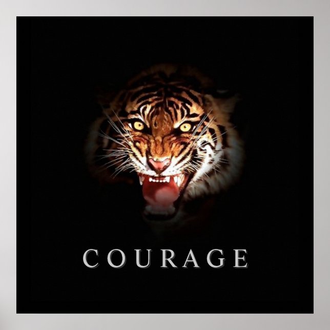 Poster du tigre grisâtre Motivationnel (Devant)