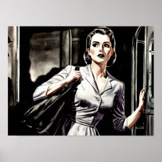 Poster du train de nuit Imprimer Mur Art Noir 1940