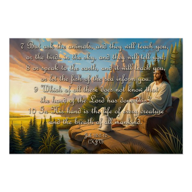 Poster du verset animal - Job 12:7-10 (Devant)