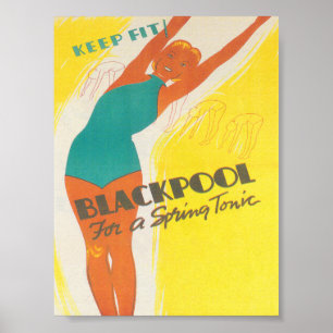 Poster du Vintage voyage de Blackpool Angleterre