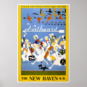 Poster du Vintage voyage de la Nouvelle-Angleterre