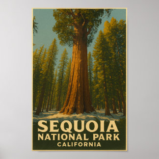 Poster du Vintage voyage du parc national Sequoia