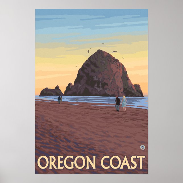 Poster du Vintage voyage Haystack Rock (Devant)