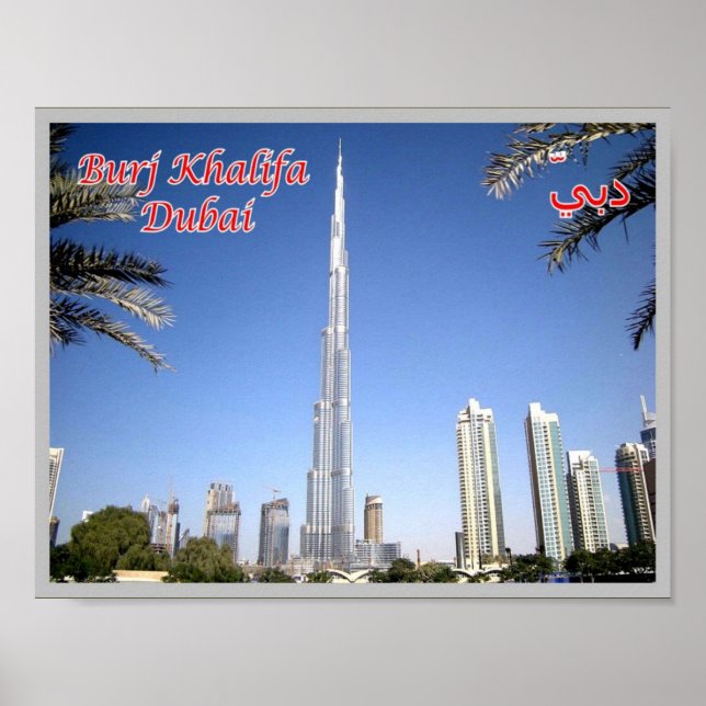 Poster Dubaï - Burj Khalifa - Le plus haut gratte-ciel - (Devant)