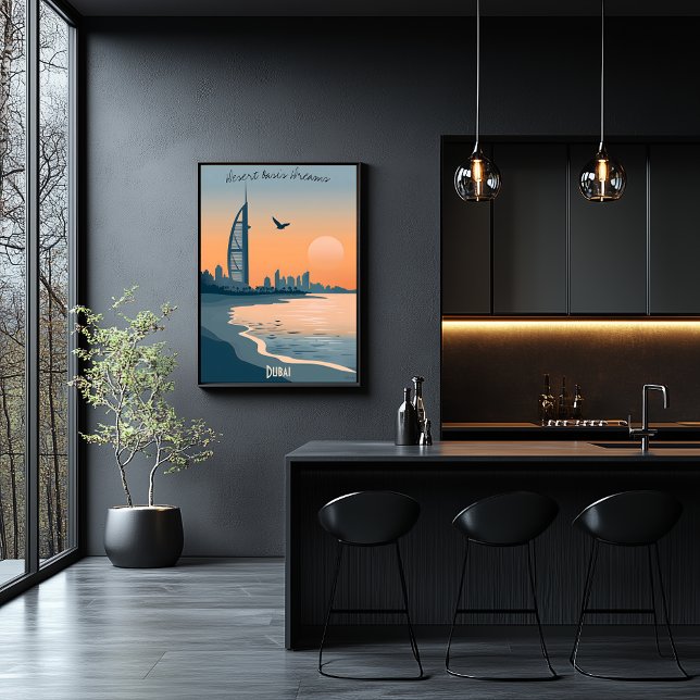 Poster Dubaï Dusk - Burj Al Arab Silhouette au bord de la (Créateur téléchargé)