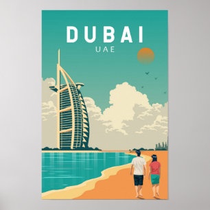 Poster Dubaï Émirats arabes unis Art de voyage rétro