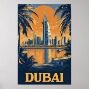 Poster Dubaï Émirats arabes unis Illustration Voyage
