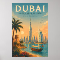 Dubaï Émirats arabes unis Illustration Voyage Art 