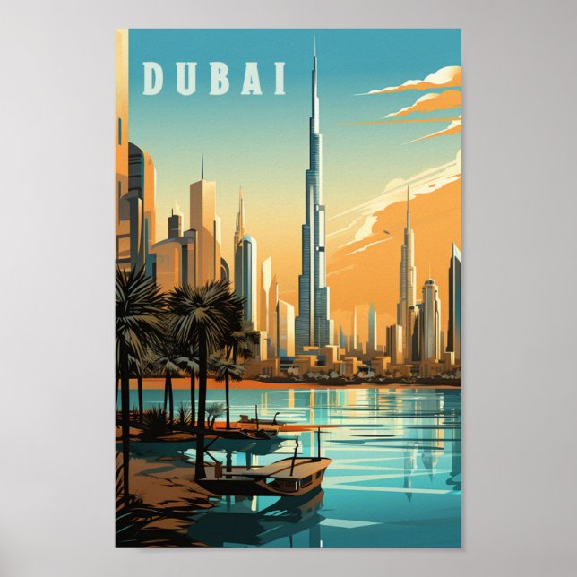 Poster Dubaï Émirats Arabes Unis Lieu de voyage célèbre (Devant)