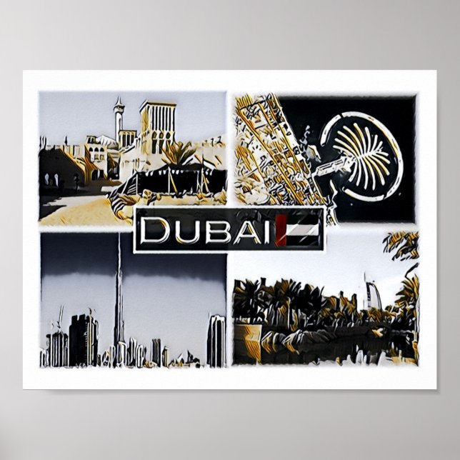 Poster Dubaï - Emirats Arabes Unis - Mosaic - (Devant)