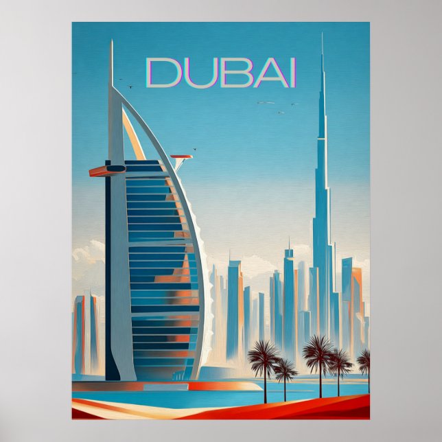 Poster Dubaï Moderne Contemporain Skyline Wall Art Travel (Devant)