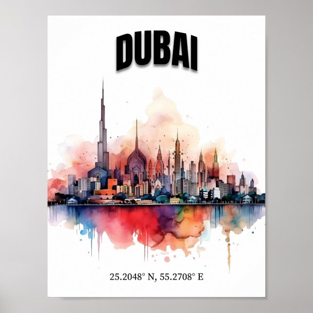Poster Dubaï Skyline Wall Art, Art Moderne Wall Art (Devant)