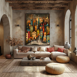 Poster Dubai: The City of Gold - Whimsical Art