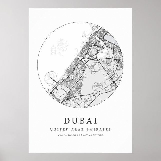 Poster Dubaï United Arab Emirates Street Layout Map (Devant)