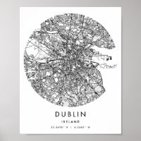 Dublin Irlande Minimal Modern Circle Street Carte