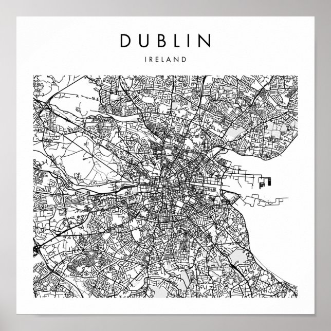 Poster Dublin Irlande Minimal Modern Street Map (Devant)