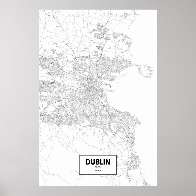 Poster Dublin, Irlande (noir sur blanc) (Devant)