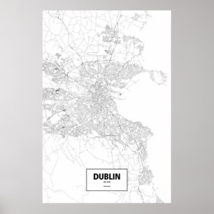 Poster Dublin, Irlande (noir sur le blanc)