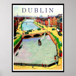 Poster Dublin, pont O'Connell sur la rivière Liffey