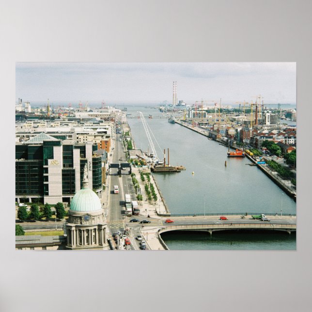 Poster Dublin Skyline Irlande, River Liffey, IFSC (Devant)