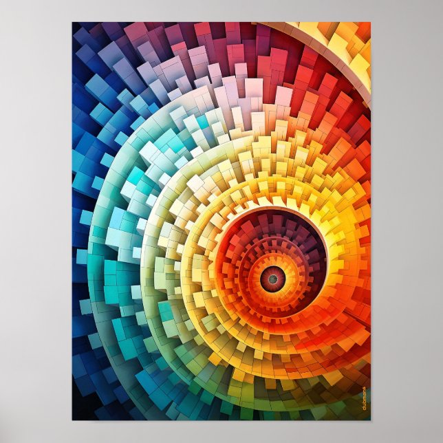 Poster Dubman Designs : Spirale de Fibonacci Arc-en-ciel  (Devant)
