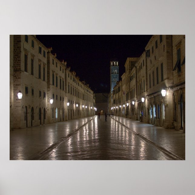 Poster Dubrovnik Croatie la nuit (Devant)