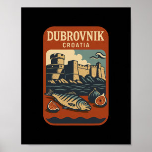 Poster Dubrovnik Croatie Souvenir Nourriture Croate Et Vo