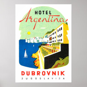 Poster Dubrovnik, Yougoslavie, Mer Adriatique, cru