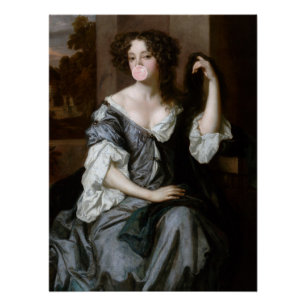 Poster Duchesse de Portsmouth soufflant un chewing-gum ro