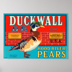 Poster Ducwall Hood River Pears Vintage Étiquette Crate