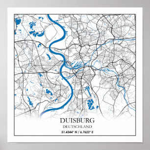 Poster Duisburg Deutschland City Plan Voyage simple