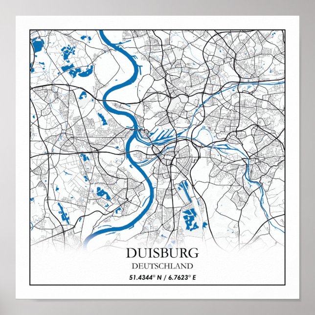 Poster Duisburg Deutschland City Plan Voyage simple (Devant)
