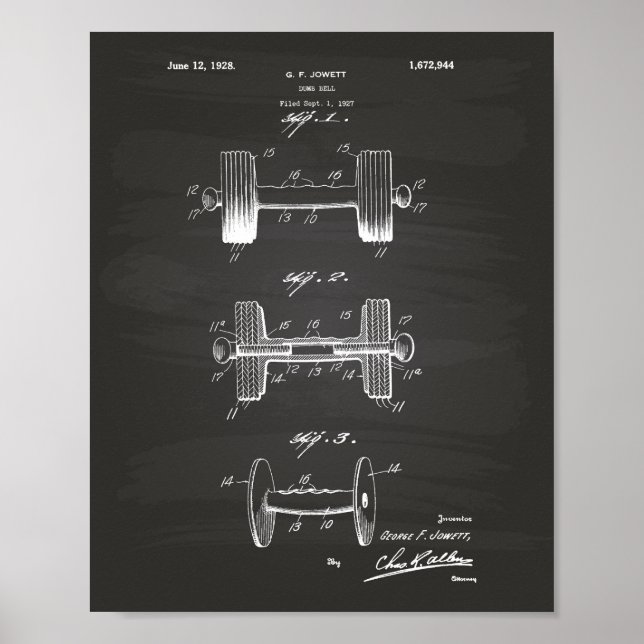 Poster Dumbbell 1928 Patent Art - Chalkboard (Devant)
