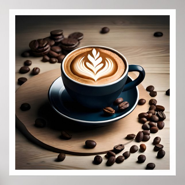 Poster d'un amoureux du café pour une coupe de lat (Devant)