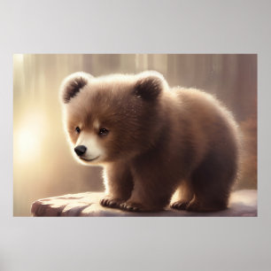 Poster d'un bébé ours à l'aquarelle