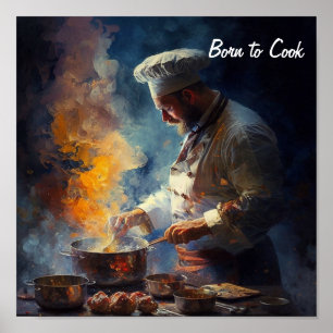 Poster d'un chef cuisine - dans le style d'une hui