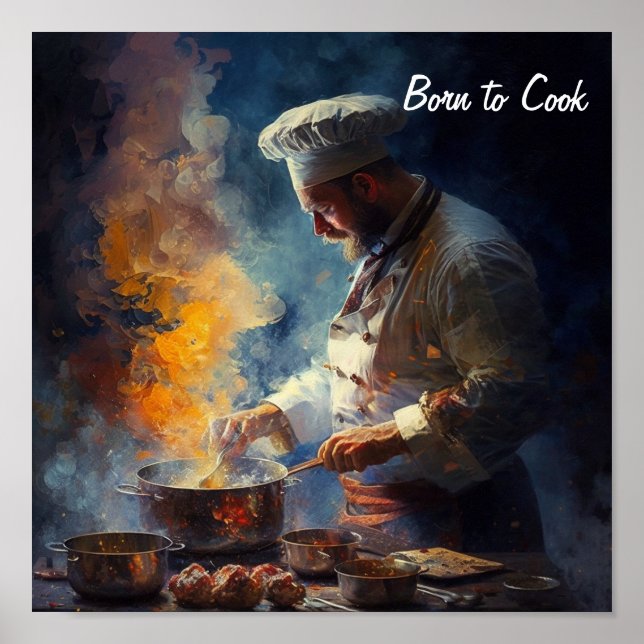 Poster d'un chef cuisine - dans le style d'une hui (Devant)