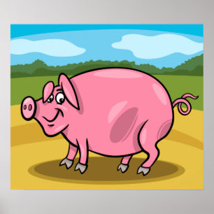 Poster D'Un Cochon De Dessin Sur Une Affiche Agric