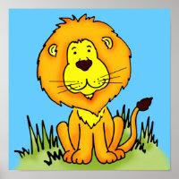 Poster d'un lion graphique d'art pour enfants