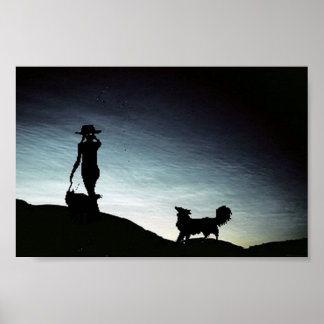 Poster d'un troupeau tôt le matin...Border Collie 