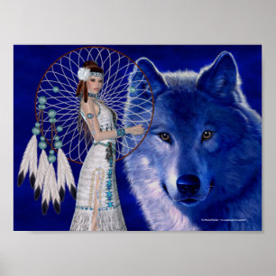 Poster d'une Américaine et d'un Loup Bleu Imprimer