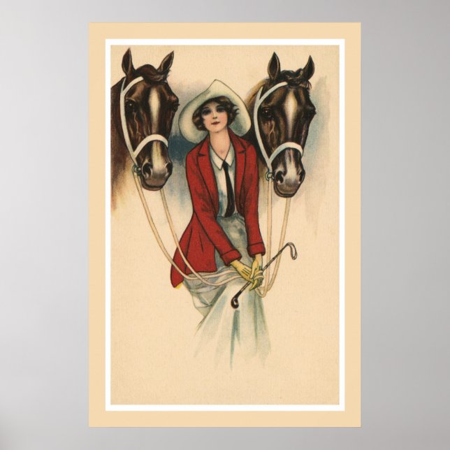 Poster d'une femme à deux chevaux (Devant)