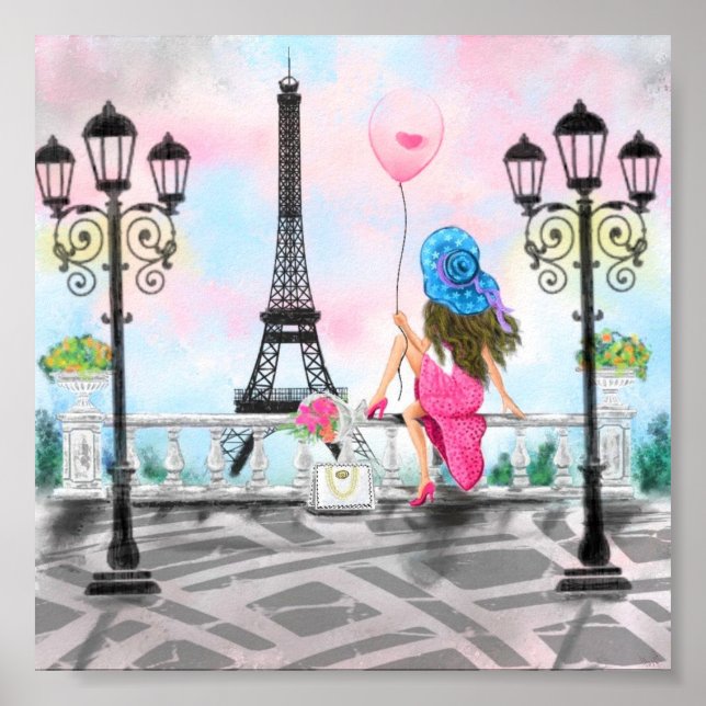 Poster d'une femme au coeur rose (Devant)