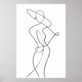 Poster d'une femme d'art Abstrait Line