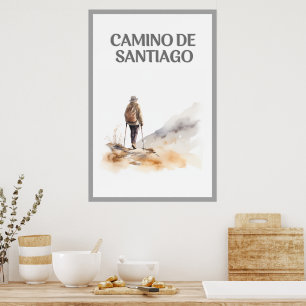 Poster d'une femme Randonnée au Camino de Santiago